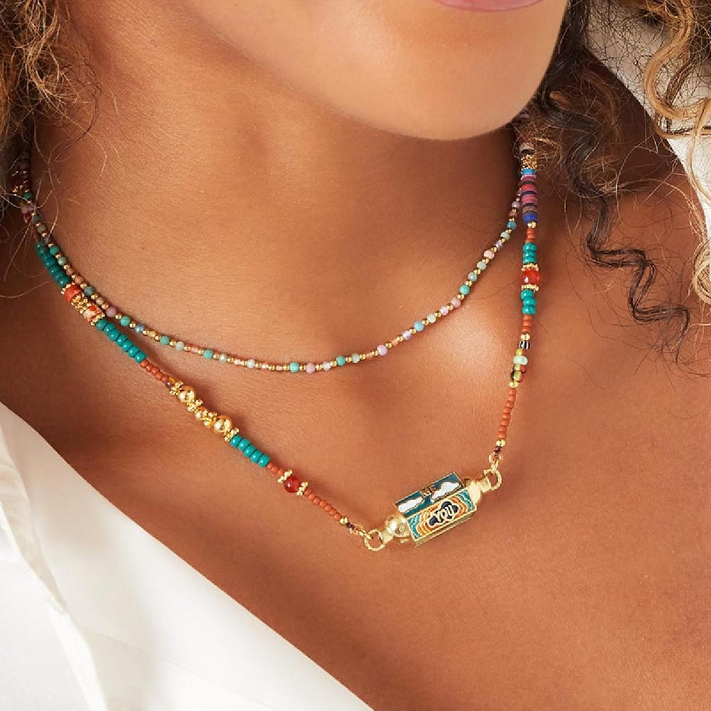 Collana perline di pietra colorata h5Immagine3